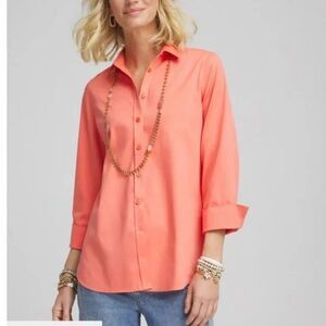 Chico's Vibrant Orange Button-Down Shirt size 0 or Small